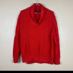Tommy Hilfiger Red Shawl Collar wool blend Knit Sweater